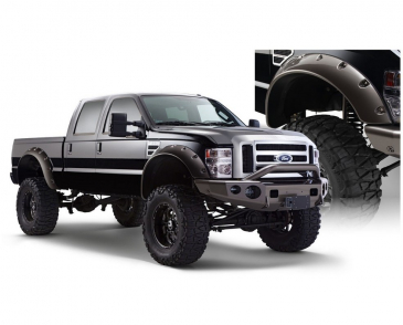 Bushwacker Cut-Out Fender Flares Black Smooth Finish 2-Piece Front Fits 2008-2010 Ford F250, F350, F450 Super Duty Cutout Style Flares 2pc - Black