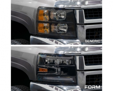 Form LED Projector Headlights, Pair, For 2007-2013 Chevrolet Silverado