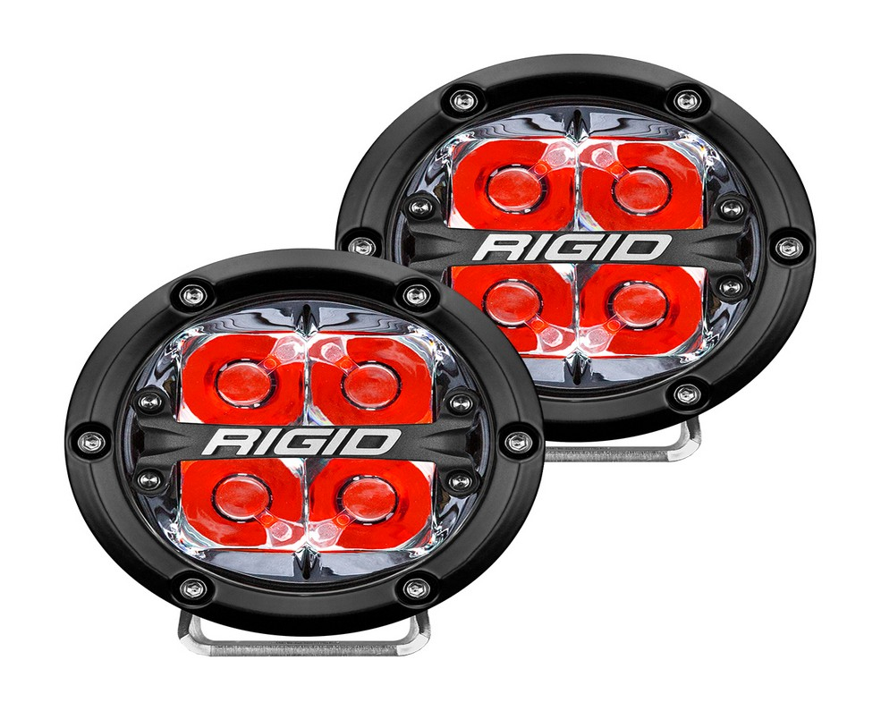 RIGID Industries 360-Series 4" LED Off-Road Spot Beams, Red Backlight, Pair