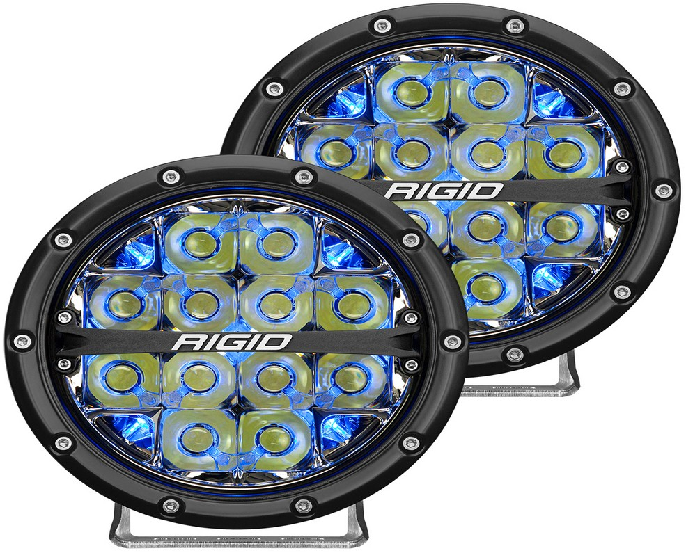 RIGID Industries 360-Series 6" LED Off-Road Spot Beams, Blue Backlight, Pair