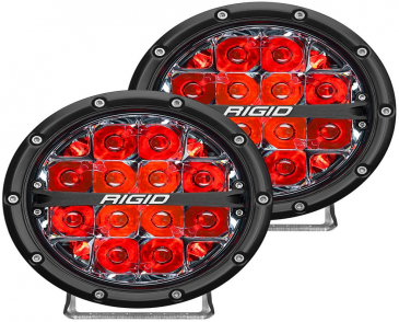 RIGID Industries 360-Series 6" LED Off-Road Spot Beams, Red Backlight, Pair