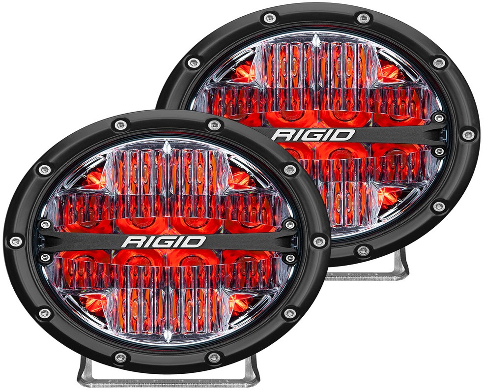 RIGID Industries 360-Series 6" LED, Off-Road Drive Beams, Red Backlight, Pair