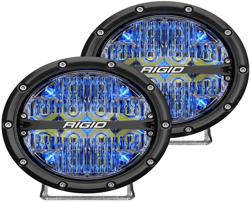 RIGID Industries 360-Series 6" LED, Off-Road Drive Beams, Blue Backlight, Pair