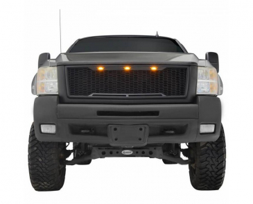2007-2010 Chevy Silverado 2500/3500 Matte Black ABS LED IMpulse Mesh Packaged Grille