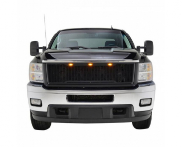2011-2014 Chevy Silverado 2500/3500 ABS Matte Black LED IMpulse Mesh Packaged Grille