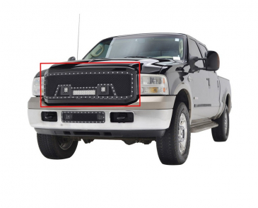 2005-2007 Ford Super Duty F-250/F-350 Evolution Stainless Steel Wire Mesh Packaged Grille Black w/ LED
