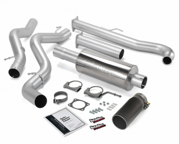 Banks Power Monster Exhaust System Single Exit Black Tip For 2001-2004 Chevrolet Silverado/GMC Sierra 2500, 3500 6.6L Duramax Diesel SCLB