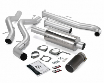 Banks Power Monster Exhaust System, Single Exit, Black Tip, For 2001-2004 Chevrolet Silverado/GMC Sierra 2500, 3500 6.6L Duramax Diesel EC/CCLB