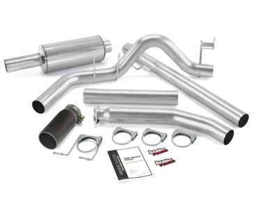 Banks Power Monster Exhaust System, Single Exit, Black Round Tip, For 1998-2002 Dodge Ram 2500, 3500 5.9L Cummins Diesel, Ext. Cab