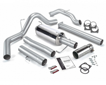 Banks Power Monster Exhaust System, Single Exit, Chrome Round Tip, For 2003-2004 Dodge Ram 2500, 3500 5.9L Cummins Diesel SCLB/CCSB, W/Catalytic Converter