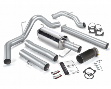 Banks Power Monster Exhaust System, Single Exit, Black Round Tip, For 2003-2004 Dodge 5.9 SCLB/CCSB No Catalytic Converter