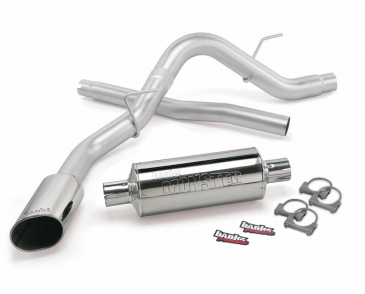 Banks Power Monster Exhaust System, Single Exit, Chrome Ob Round Tip, For 2011-2014 Ford F150 3.5L EcoBoost 5.0L 6.2L All Cabs/Beds