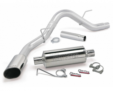 Banks Power Monster Exhaust System, Single Exit, Chrome Ob Round Tip, For 2015-2019 Ford F150 2.7/3.5L EcoBoost 5.0L ECMB CCSB/MB