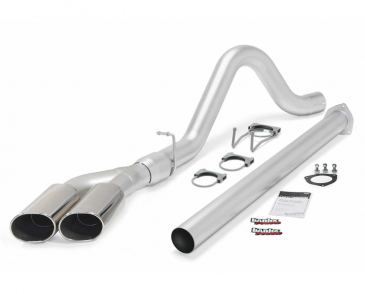 Banks Power Monster Exhaust System, Single Exit, Dual Chrome Ob Round Tip, 2015-2016 Ford Super Duty F250, F350 6.7L Power Stroke Diesel