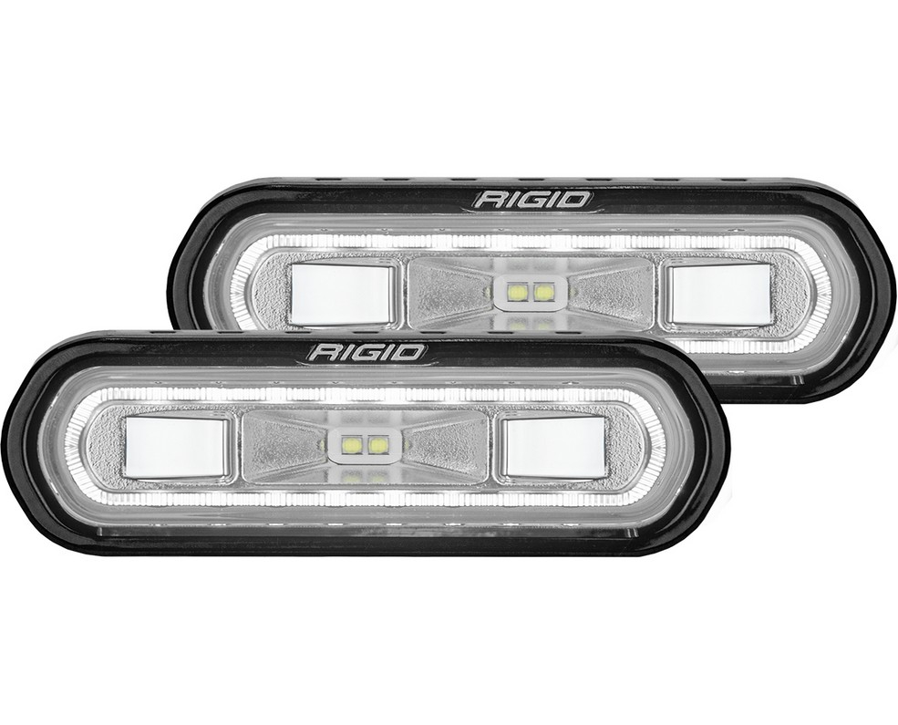 RIGID Industries SR-L Series Off-Road Spreader Pods, 3 Wire, Surface Mount, W/White Halo, Pair