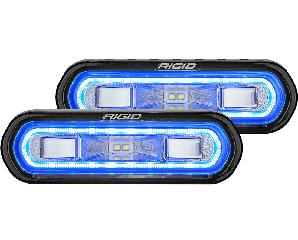 RIGID Industries SR-L Series Off-Road Spreader Pods, 3 Wire, Surface Mount, W/Blue Halo, Pair