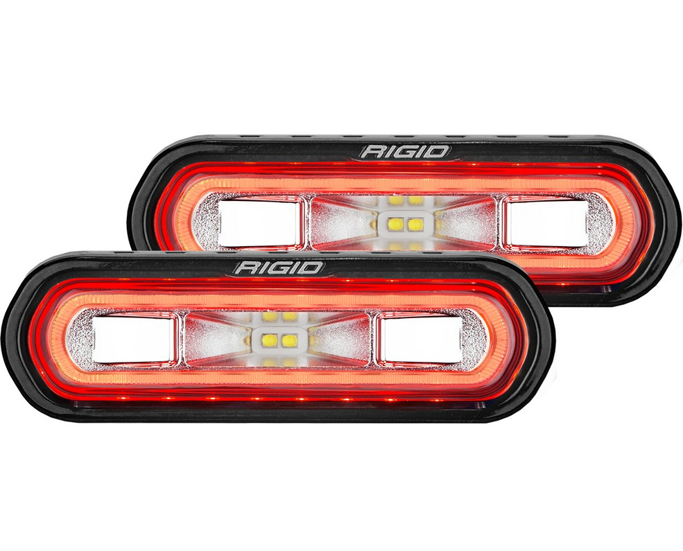 RIGID Industries SR-L Series Off-Road Spreader Pods, 3 Wire, Surface Mount W/Amber Halo, Pair