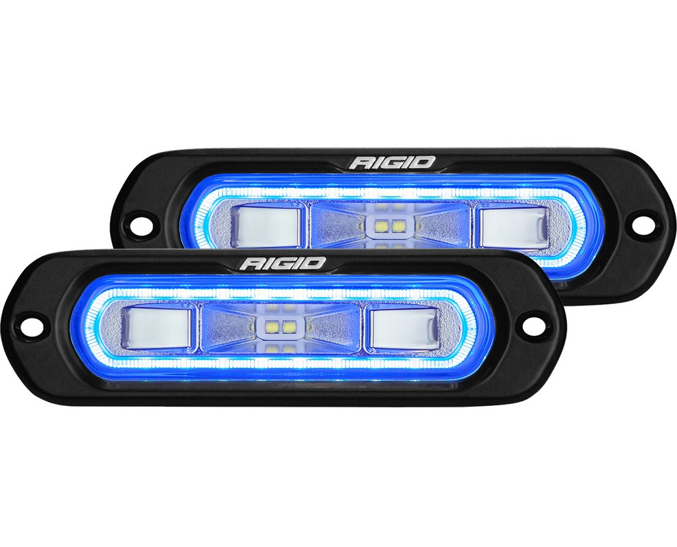 RIGID Industries SR-L Series Off-Road Spreader Pods, 3 Wire, Flush Mount W/Blue Halo, Pair