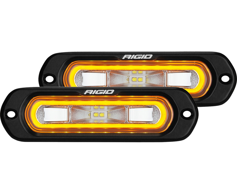 RIGID Industries SR-L Series Off-Road Spreader Pods, 3 Wire, Flush Mount W/Red Halo, Pair