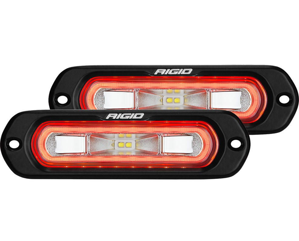 RIGID Industries SR-L Series Off-Road Spreader Pods, 3 Wire Flush Mount W/Amber Halo, Pair