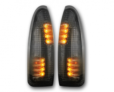 LED Side Mirror Lenses with Amber LED's For 2003-2007 Ford F-Super Duty - Smoked Lens