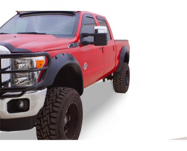 Bushwacker Cut-Out Fender Flares Black Smooth Finish 2-Piece Front Fits 2011-2016 Ford F250, F350, F450 Super Duty Cutout Style Flares 2pc - Black