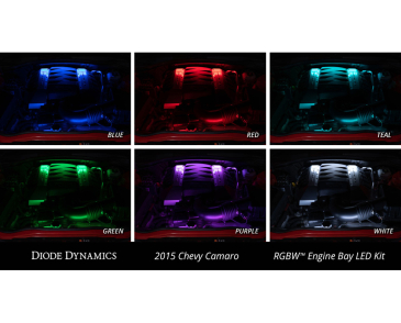 Diode Dynamics RGBW Engine Bay Strip Kit, 4pc, Multicolor