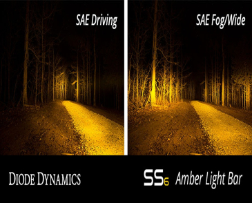 Diode Dynamics Single Row Straight, SS6, 6" LED Light Bars, Amber Driving, Pair
