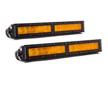 Diode Dynamics Stage Series, Single Row Straight, 12" LED Light Bars, Amber Wide, Pair