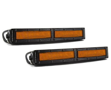 Diode Dynamics Stage Series, Single Row Straight, 12" LED Light Bar, Amber Flood, Pair