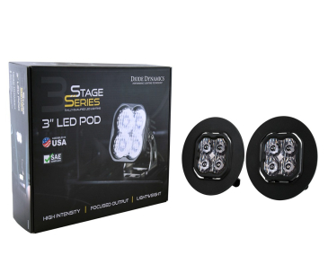 Diode Dynamics White SAE/DOT Fog Pro SS3 LED Fog Light Kit, For 2007-2013 GMC Sierra 1500, 2500, 3500