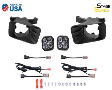 Diode Dynamics SS3 LED Fog Light Kit, Yellow SAE/DOT Fog Sport, For 2009-2012 Ram 1500 2010-2018 Ram 2500, 3500