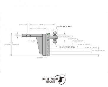 Bulletproof Hitches ED2010 2.0" Extreme Duty 10" Drop/Rise