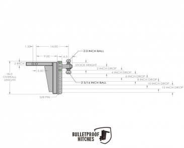 Bulletproof Hitches ED2012 2.0" Extreme Duty 12" Drop/Rise