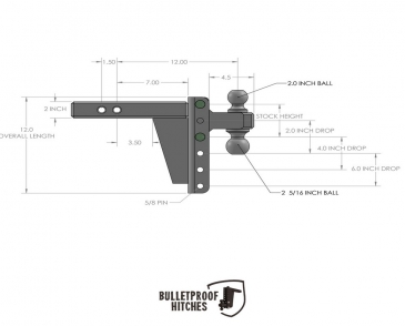 Bulletproof Hitches ED206 2.0" Extreme Duty 6" Drop/Rise