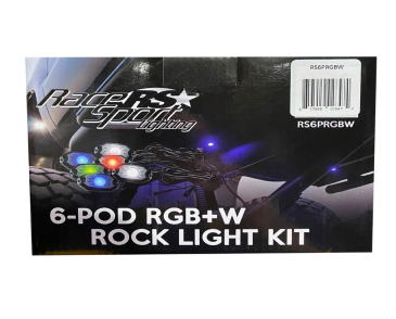 Race Sport Lighting 6-POD RGB+W Hi-Power Rock Light Complete Kit, W/Bluetooth APP Controls