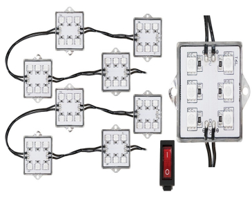 Race Sport Lighting Super-Bright 8-Pod LED Bed Rail Lighting System, W/ Toggle Switch, Blue
