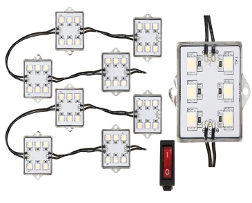 Race Sport Lighting Super-Bright 8-Pod LED Bed Rail Lighting System W/Toggle Switch, White