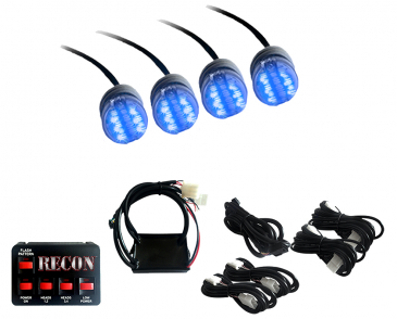 RECON 36-Watt 4-Bulb Professional-Grade LED Blue Strobe Light Kit