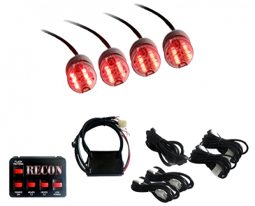 RECON 36-Watt 4-Bulb Professional-Grade LED Red Strobe Light Kit