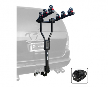 Tyger 3-Bike Hitch Mount Bicycle Carrier Rack Free Hitch Lock and Cable Lock