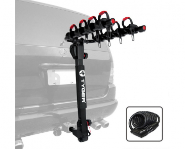 Tyger Deluxe 4-bike Carrier Rack for both 1.25" and 2" Hitch Receiver