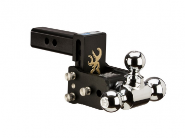 B&W_Tow_&_Stow_Tri_Ball_Adjustable_Ball_Mount_-_3"_Drop_3-1/2"_Rise_-_2"_Shank_-_1-7/8"_2"_and_2-5/16"_Balls_-_Black_Powder_Coat_Finish_with_Engraved_Licensed_Browning_Logo