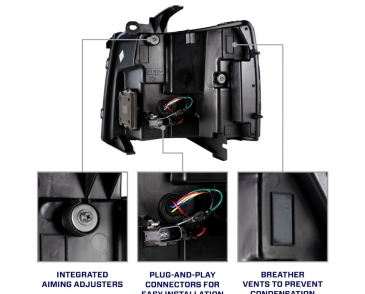 Form LED Reflector Headlights, Pair, For 2007-2013 Chevrolet Silverado