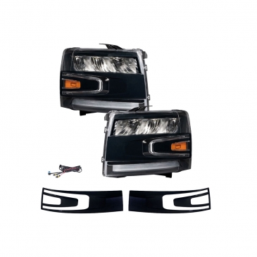 Form LED Reflector Headlights, Pair, For 2007-2013 Chevrolet Silverado
