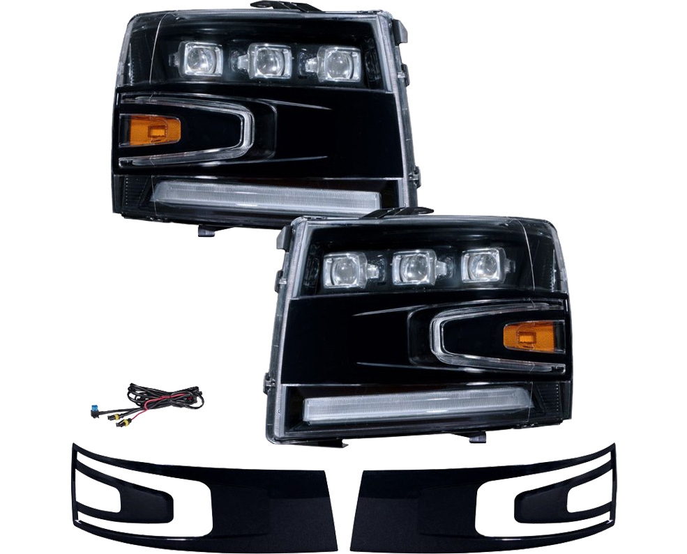 Form LED Projector Headlights, Pair, For 2007-2013 Chevrolet Silverado