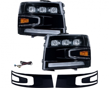 Form LED Projector Headlights, Pair, For 2007-2013 Chevrolet Silverado