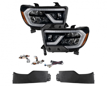 Form LED Reflector Headlights, Pair, For 2007-2013 Toyota Tundra