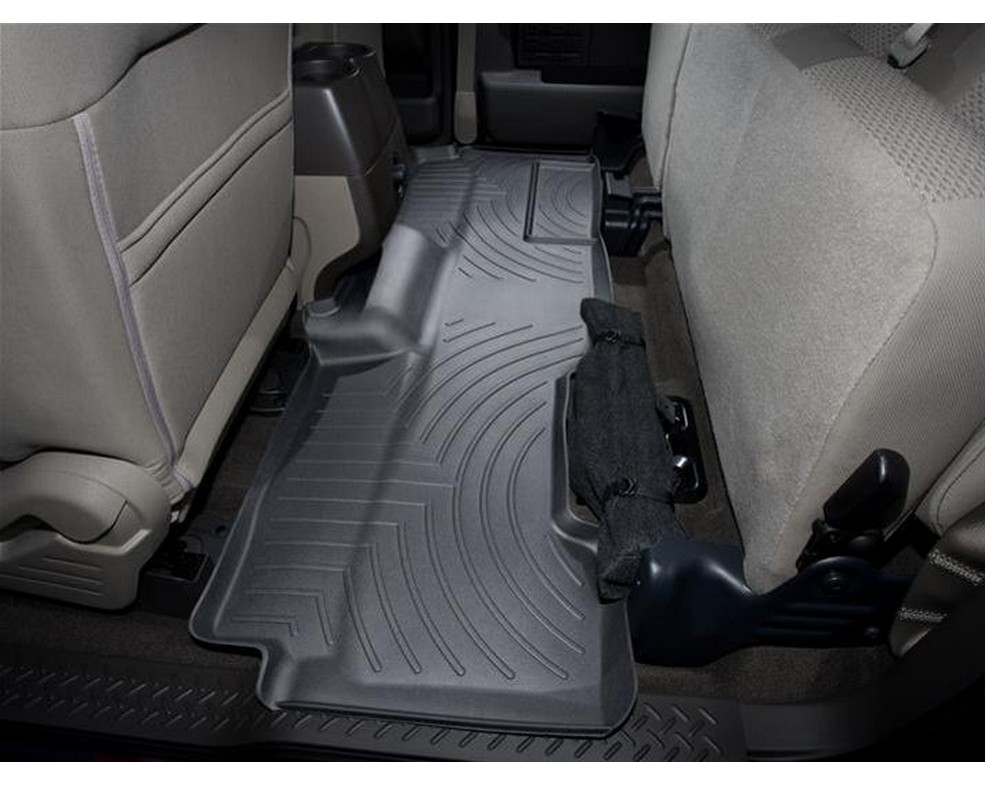 WeatherTech FloorLiner DigitalFit Floor Mat - Black, Rear, Fits 2009-2014 Ford F150 Ext. Cab W/Flow Through Center Console