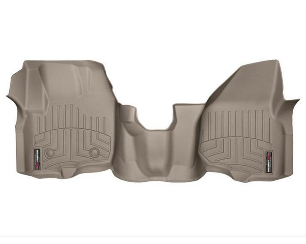 WeatherTech FloorLiner DigitalFit Floor Liner - Tan, Front, Fits 2012-2016 Ford F250, F350, F450 Super Duty, Over-The-Hump Crew Cab, Ext. Cab